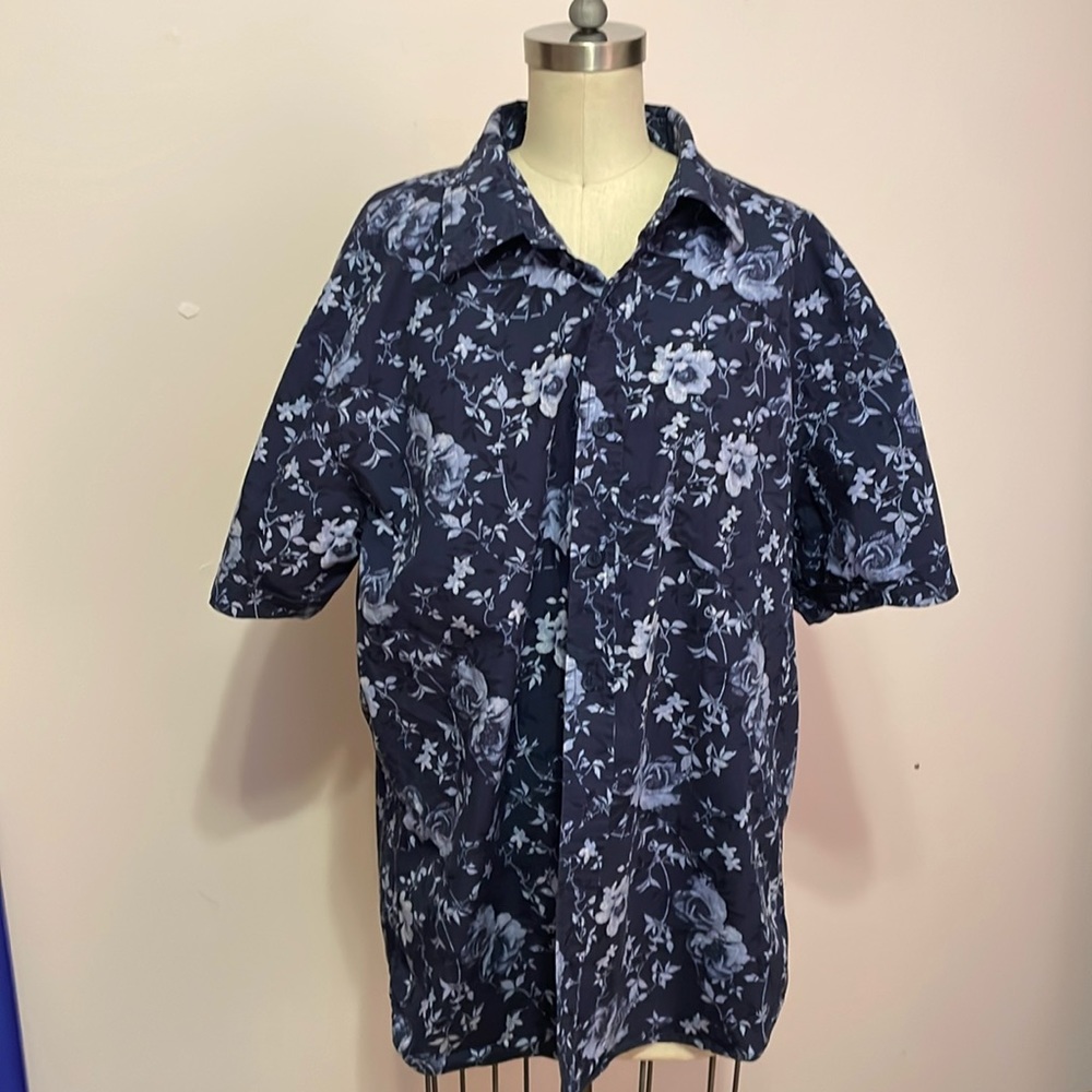Mens Shirt Sz XL Haggar Navy Blue